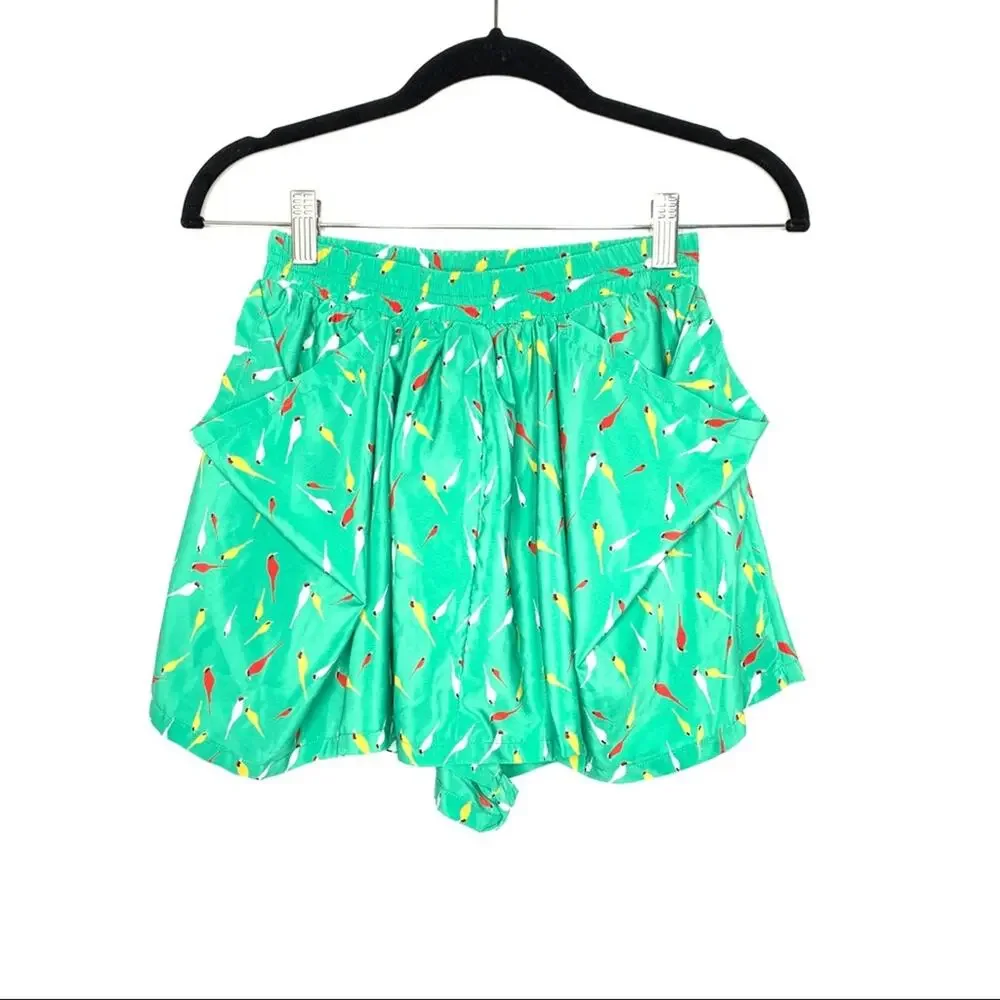 NYC PINKYOTTO Womens Green Songbird Printed Casual Skort Shorts size XS